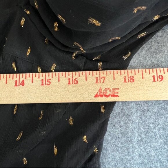 MISS SELFRIDGE Fit & Flare Black Mini Dress with Gold Foil Accents Size 12 NWT - Picture 9 of 11